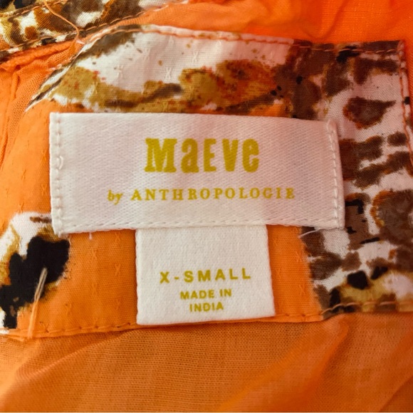 Anthropologie Maeve Orange Tiger Leopard Big Kitty Print Babydoll Mini Dress XS - Picture 3 of 14